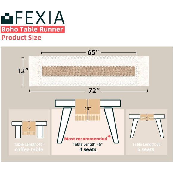 72' Long Pottery Barn Furniture Farmhouse Rustic Macrame Burlap Table Decoration - Picture 2 of 7
